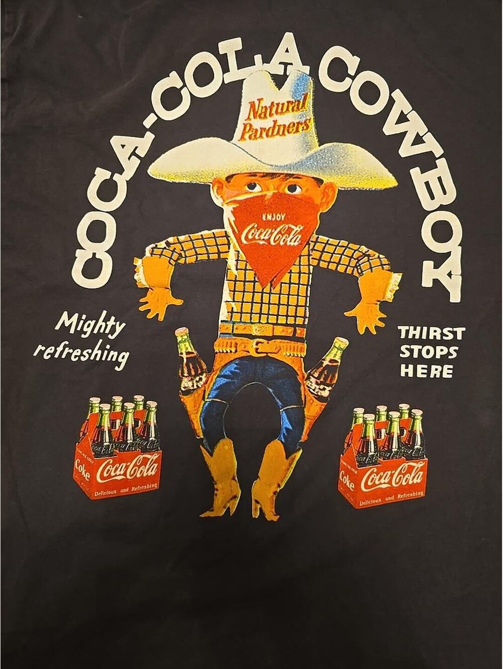 Coca Cola Cowboy Natural Pardners Graphic T Shirt Men's L Western Coke